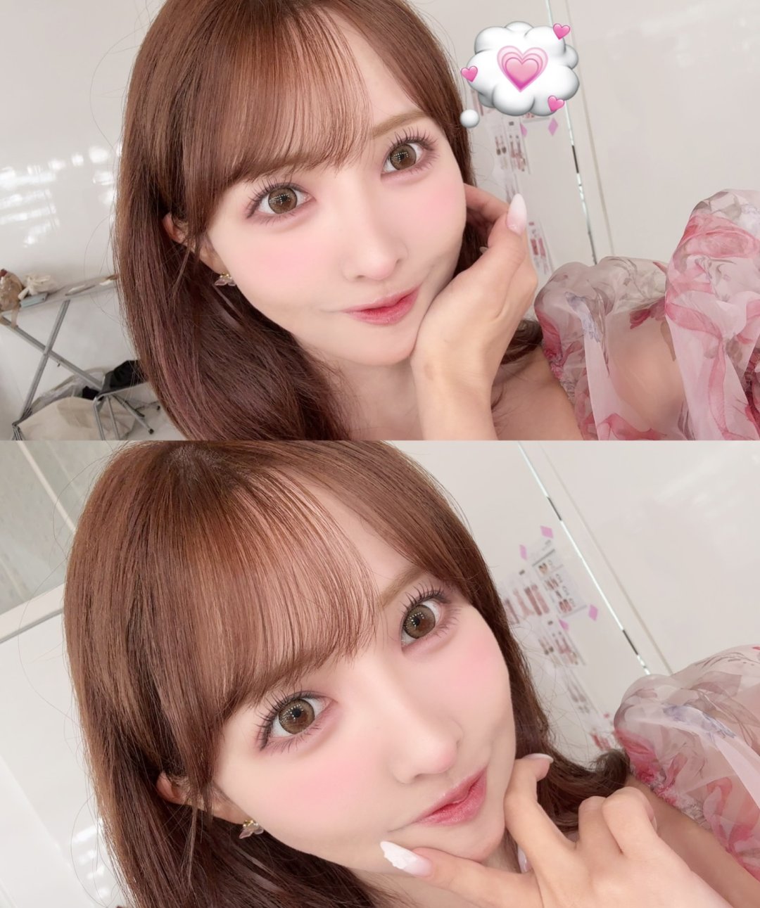 ยูอะ มิคามิ เดรสพองลายกุหลาบชมพูเปิดไหล่ ถ่ายโปรโมทคอนแทคเลนส์ Majette สีใหม่ (รูปที่ 2)