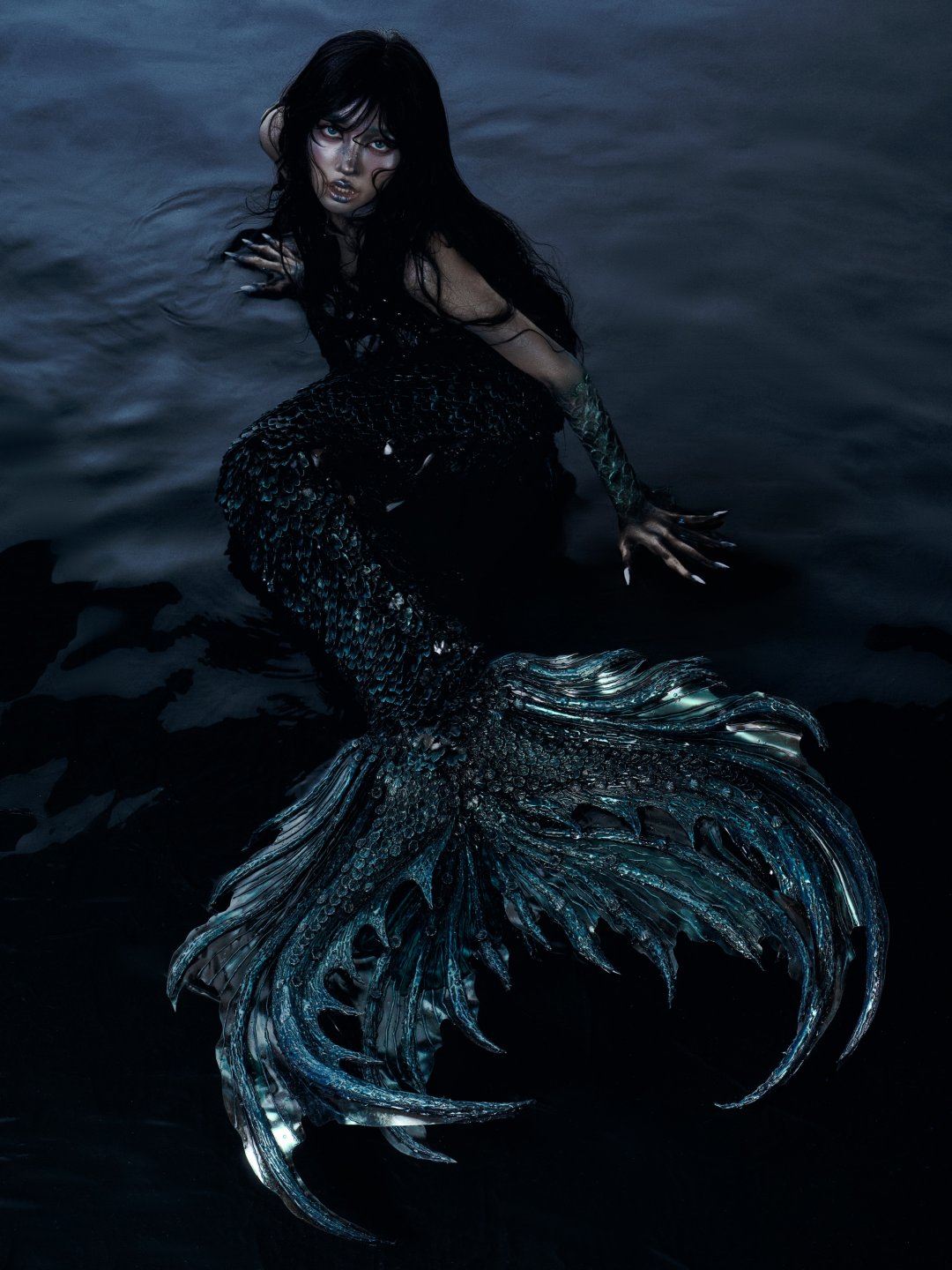 ลิซ่า BLACKPINK "🧜🏻♀️" แปลงร่างนางเงือกดำ บราเกล็ดหนังโชว์เอว หางเงือกเกล็ดเงา โพสกลางน้ำมืด (รูปที่ 2)